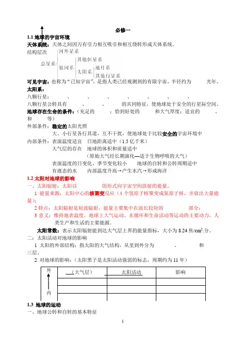 高中地理必修1-3知识点总结