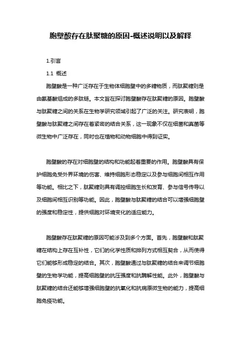 胞壁酸存在肽聚糖的原因-概述说明以及解释