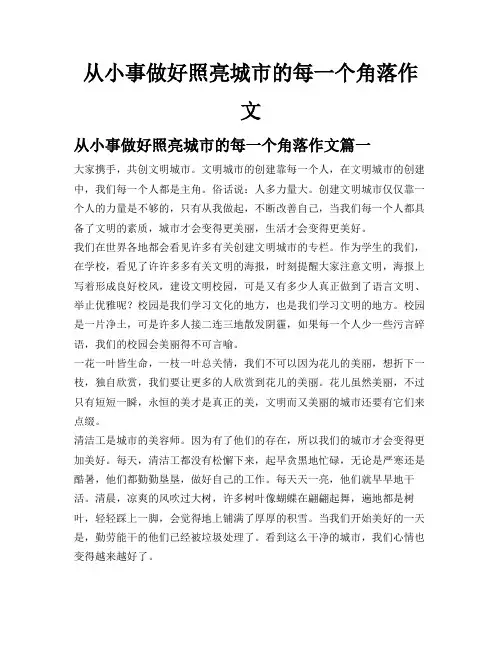 从小事做好 照亮城市的每一个角落作文