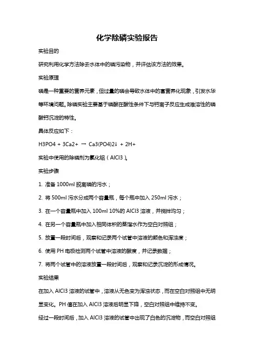 化学除磷实验报告