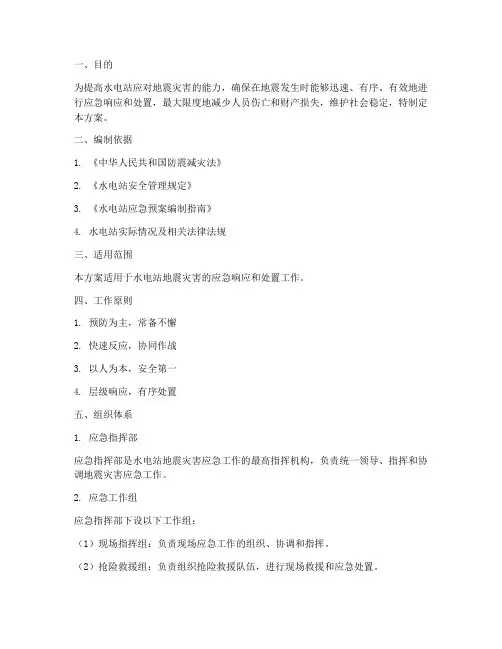 水电站防震演练方案应急预案