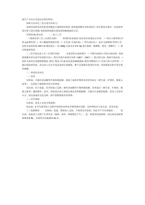 按生产方法分为浸出法和压榨法