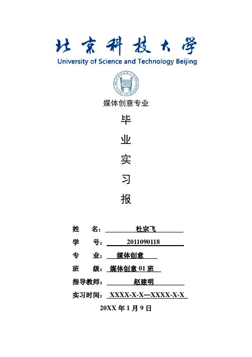 媒体创意专业毕业实习报告范文