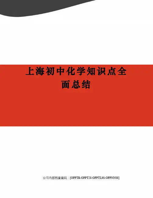 上海初中化学知识点全面总结