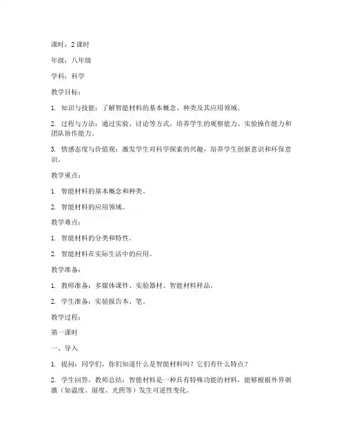 智能材料教案模板范文