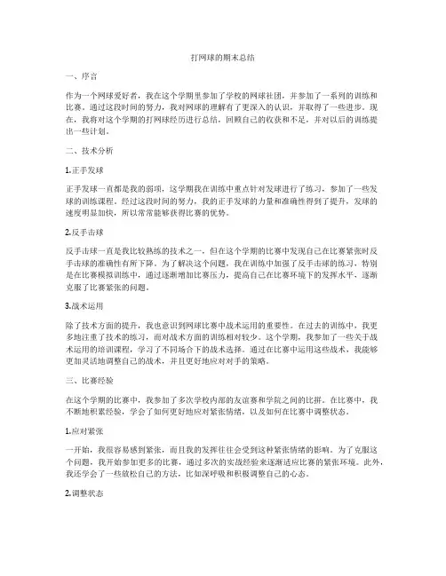 打网球的期末总结