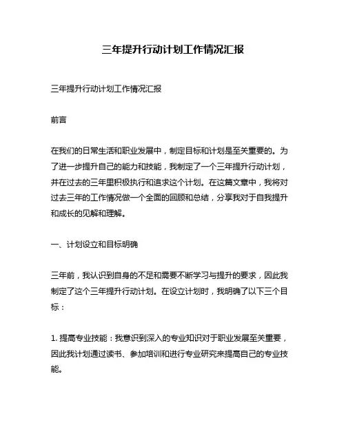 三年提升行动计划工作情况汇报