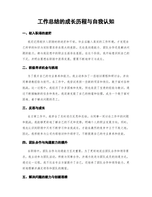 工作总结的成长历程与自我认知