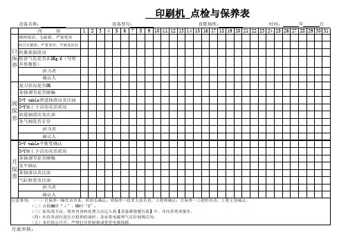 印刷机点检与保养表