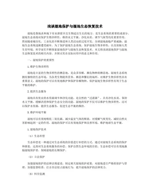 浅谈湿地保护与湿地生态恢复技术
