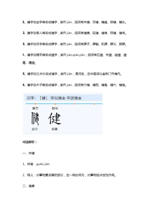 建加偏旁组新字再组词