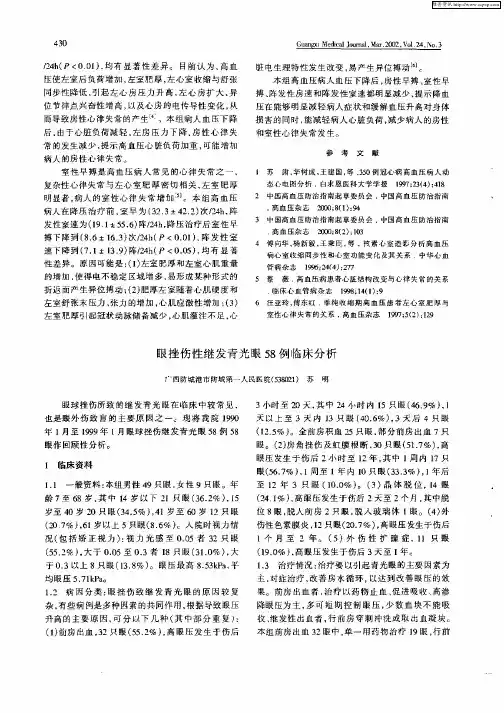 眼挫伤性继发青光眼58例临床分析