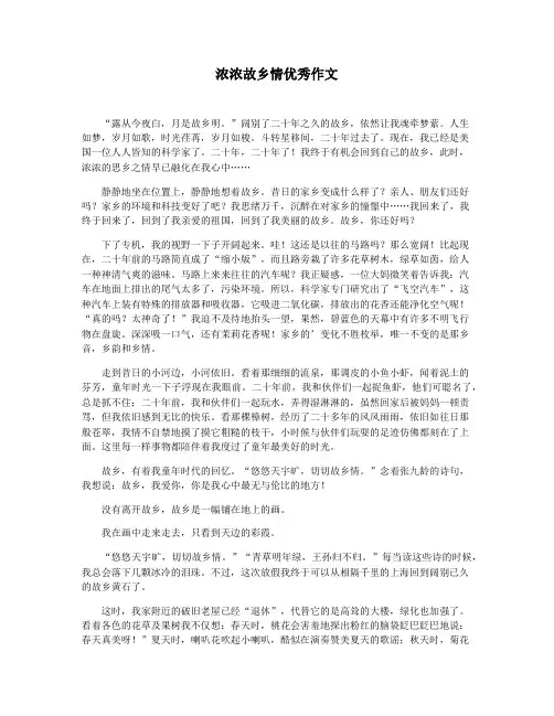 浓浓故乡情优秀作文