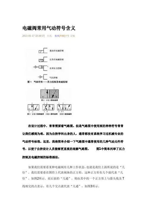 电磁阀常用气动符号含义