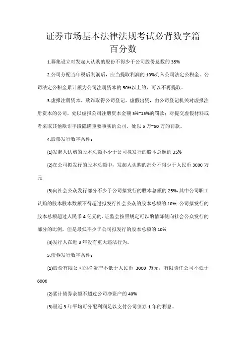 证券市场基本法律法规考试必背数字篇-百分数