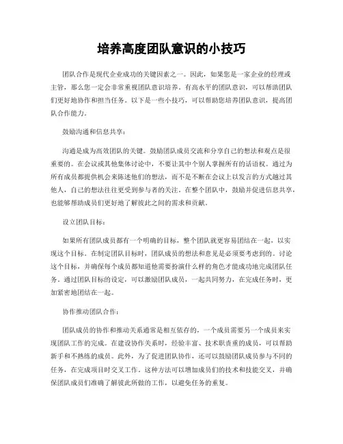 培养高度团队意识的小技巧
