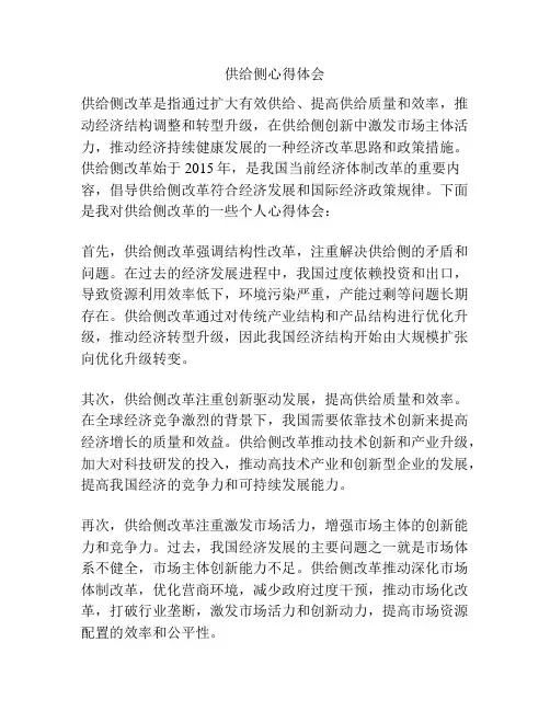供给侧心得体会