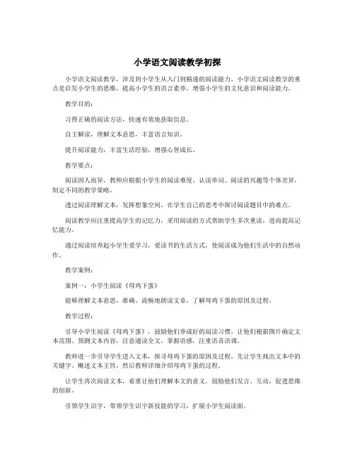 小学语文阅读教学初探