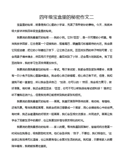 四年级宝盒里的秘密作文二
