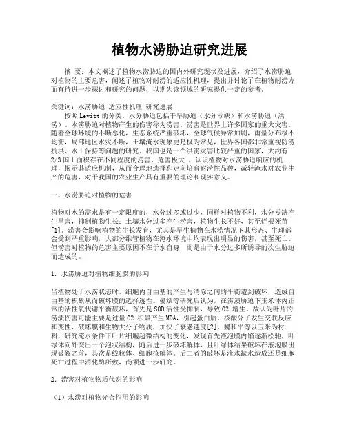 植物水涝胁迫研究进展