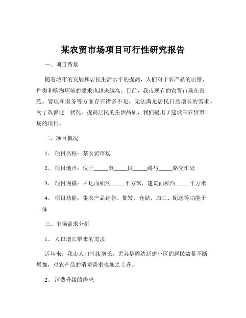 某农贸市场项目可行性研究报告