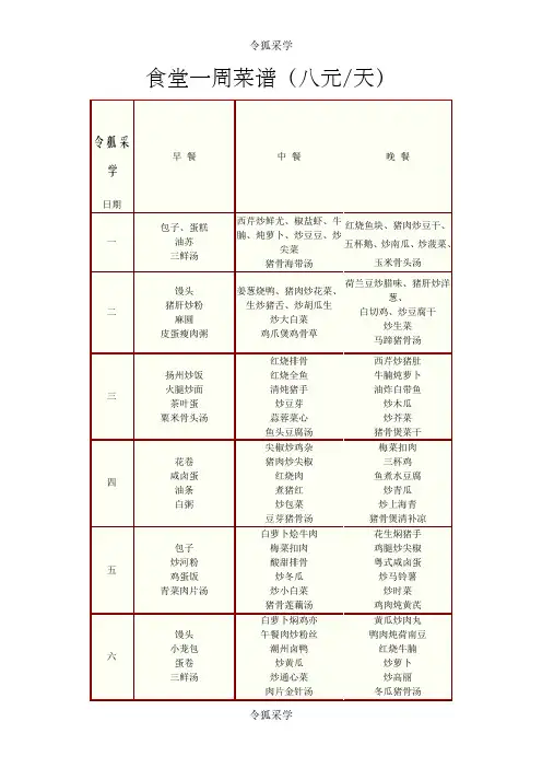 员工食堂菜谱-员工食堂菜谱大全