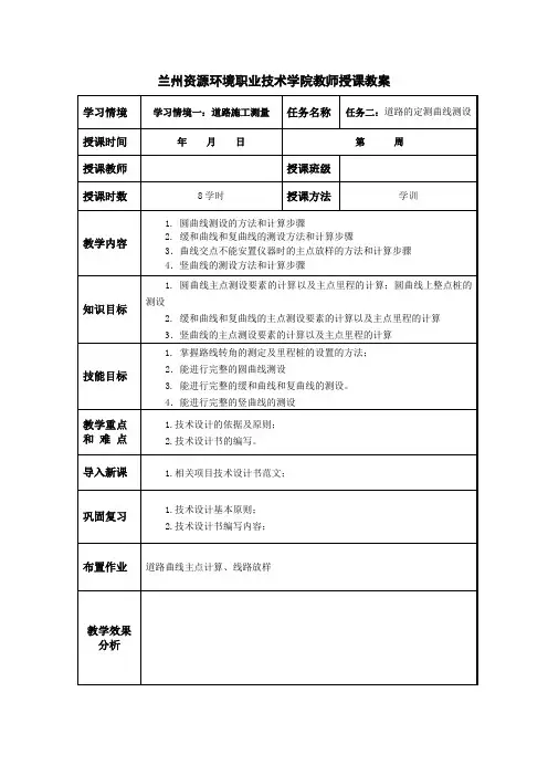道路定测曲线测设