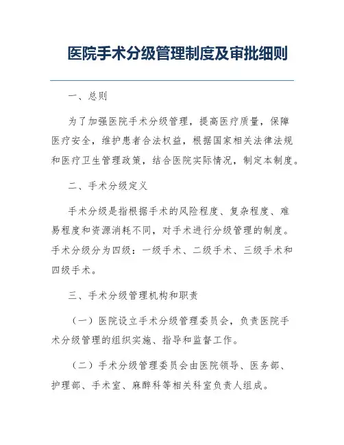 医院手术分级管理制度及审批细则