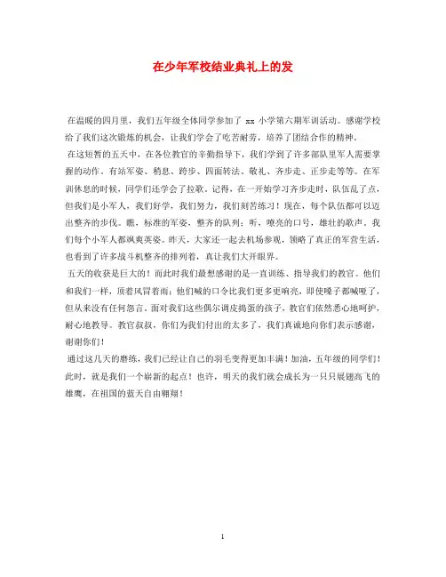 在少年军校结业典礼上的发