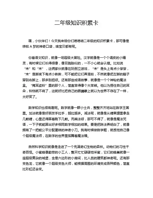 二年级知识积累卡