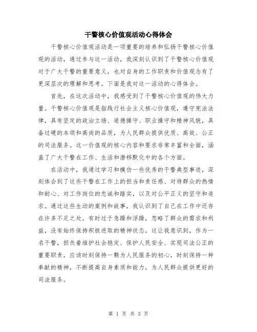 干警核心价值观活动心得体会