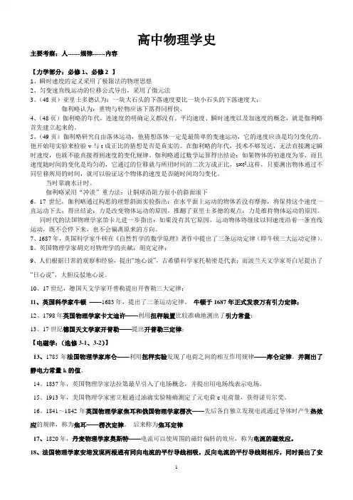 高中物理学史(刚刚整理完毕)