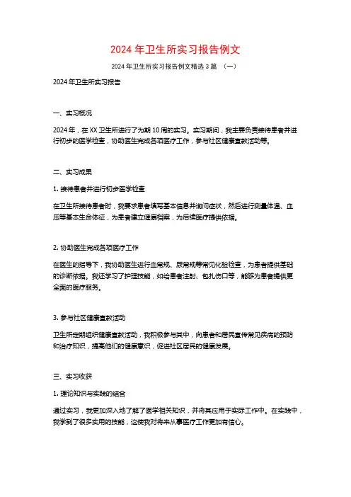 2024年卫生所实习报告例文3篇
