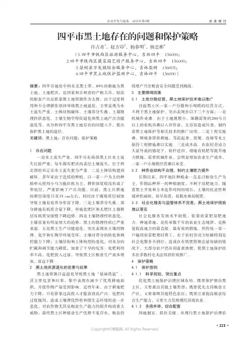 四平市黑土地存在的问题和保护策略