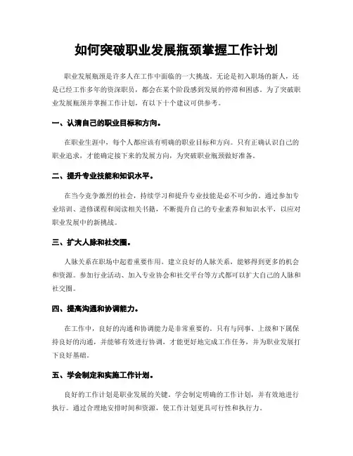 如何突破职业发展瓶颈掌握工作计划