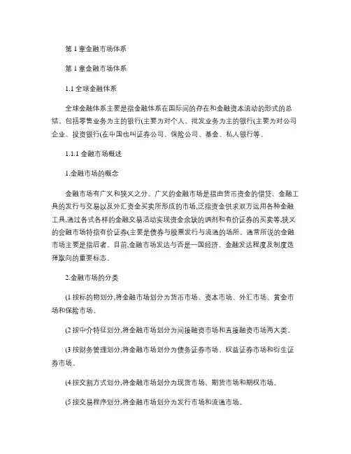 金融市场基础知识 word讲义汇总