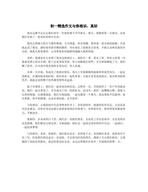 初一精选作文与你相识,真好