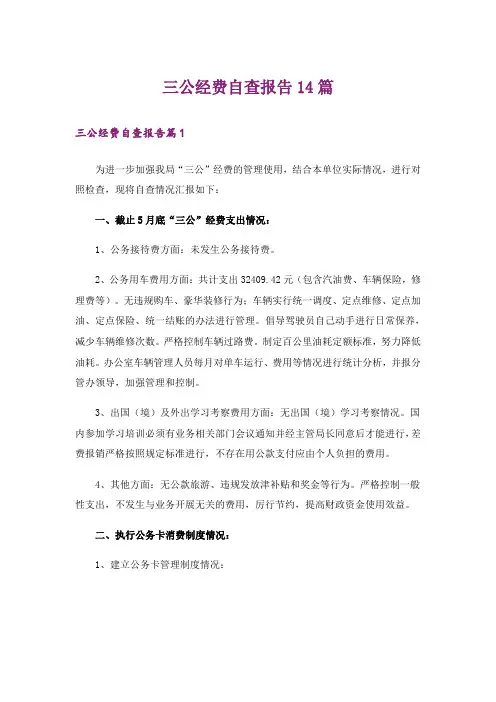 三公经费自查报告14篇