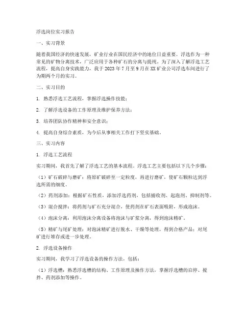 浮选岗位实习报告