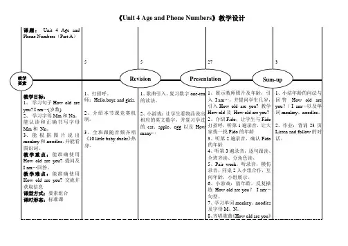闽教版英语三年级上册《Unit 4  Part A》集体备课教案4
