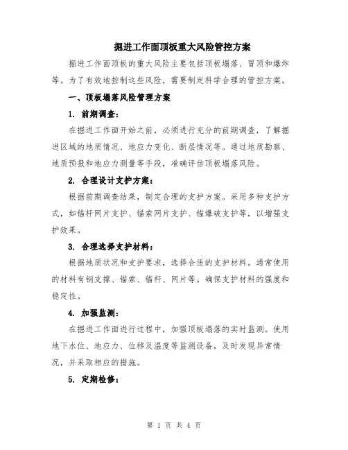 掘进工作面顶板重大风险管控方案