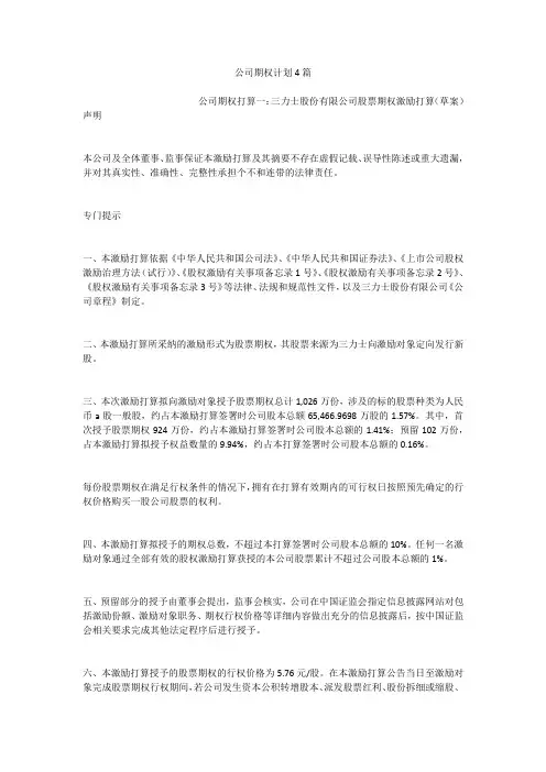 公司期权计划4篇