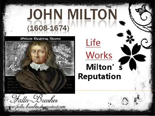 关于约翰.弥尔顿(John_Milton)作品及生平的英文PPT演示课件