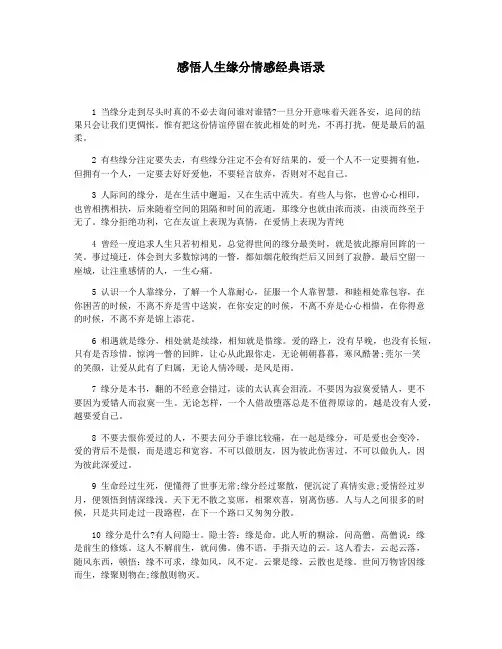 感悟人生缘分情感经典语录