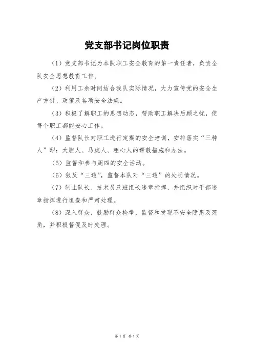 党支部书记岗位职责