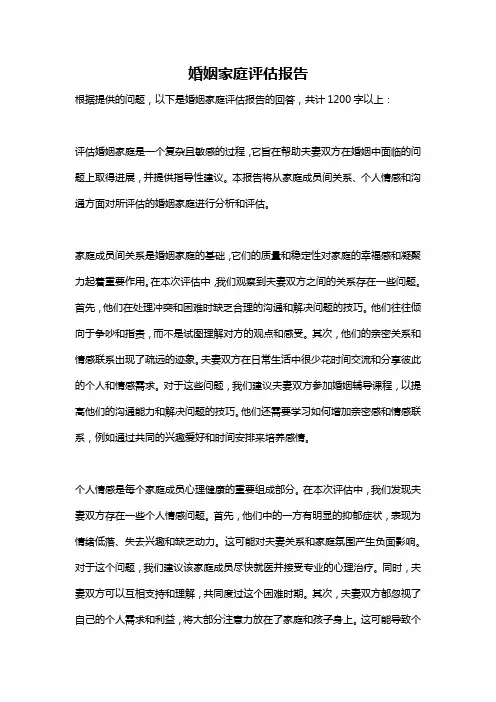 婚姻家庭评估报告