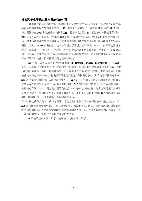 浅谈汽车电子稳定程序系统(ESP)(图)
