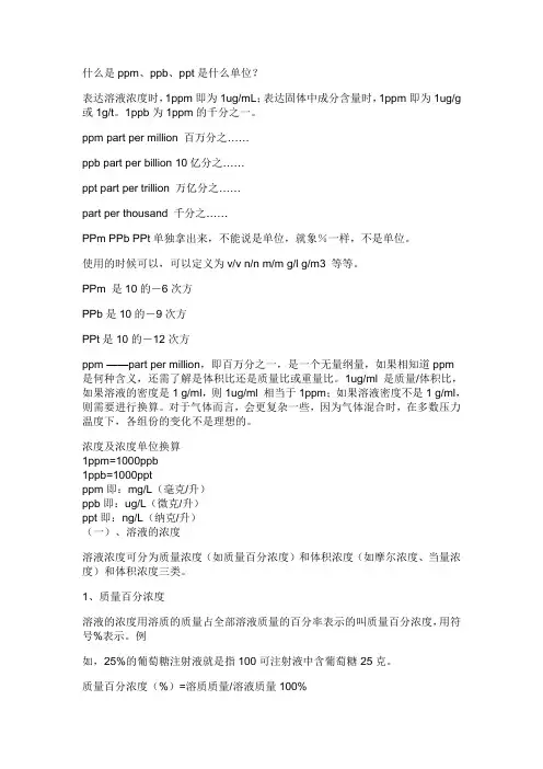 什么是ppm、ppb、ppt