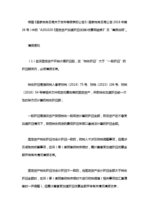 固定资产折旧表样本_固定资产加速折旧(扣除)优惠明细表填报案例