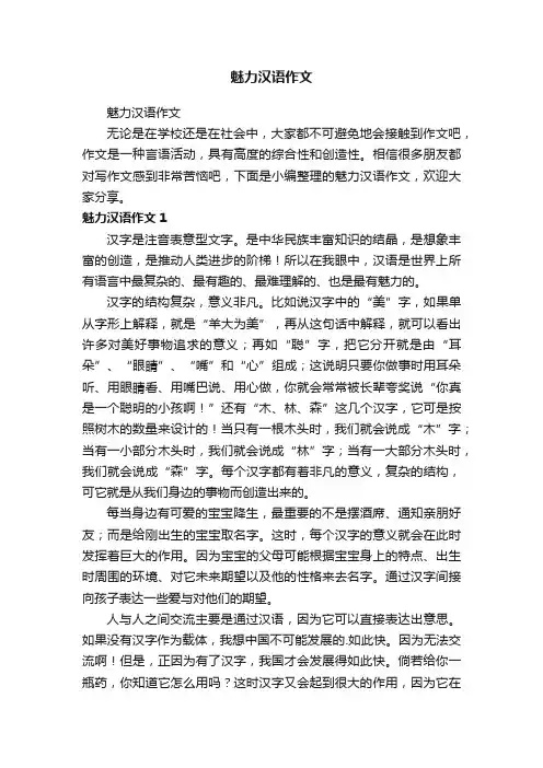 魅力汉语作文